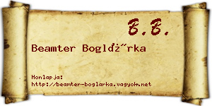 Beamter Boglárka névjegykártya